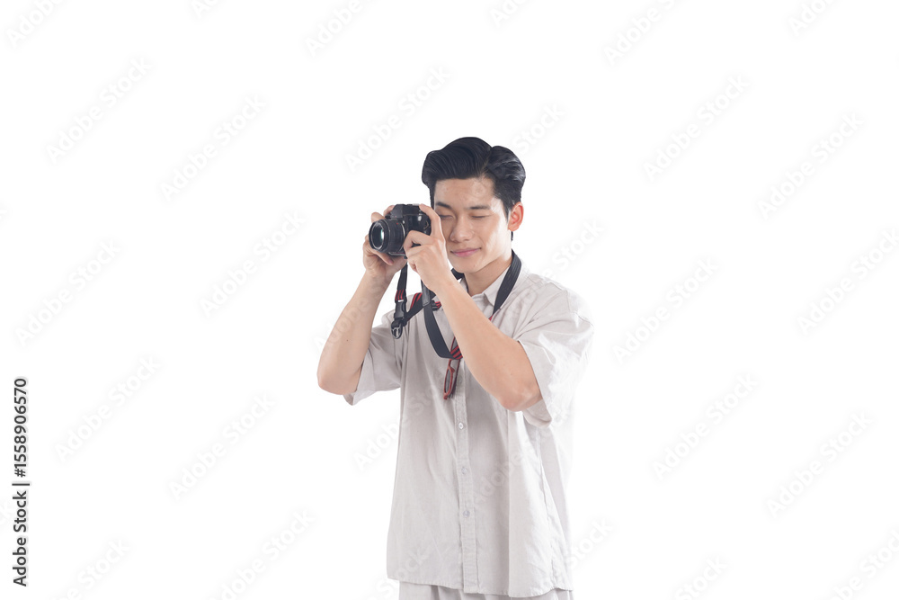 Photographer Capturing the Moment: A focused individual frames a shot with a camera, embodying the passion and skill of visual storytelling. Photographer Capturing the Moment: A focused individual frames a shot with a camera, embodying the passion and skill of visual storytelling.