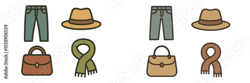 Fashionable clothing items and accessories displayed, showcasing a range of styles and colors suitable for various occasions