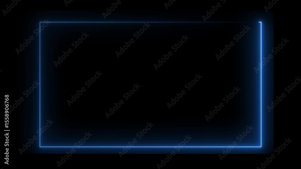 neon rectangular outline against the black background creates a striking visual effect, emphasizing the geometric shape of the rectangle 4k animation