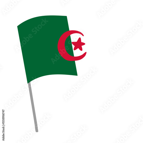 Algeria national flag flutters with flagpole