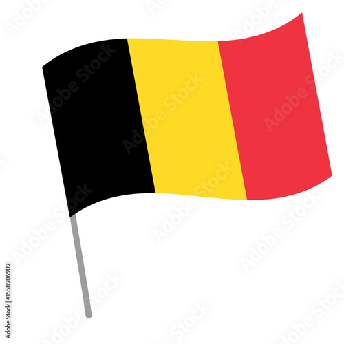Belgium national flag flutters with flagpole