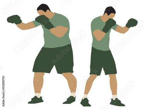 Conceptual fat overweight obese man vs slim fit healthy body after weight loss or diet, white background. A  fitness, nutrition or obesity, health care shape illustration vector as silhouettes