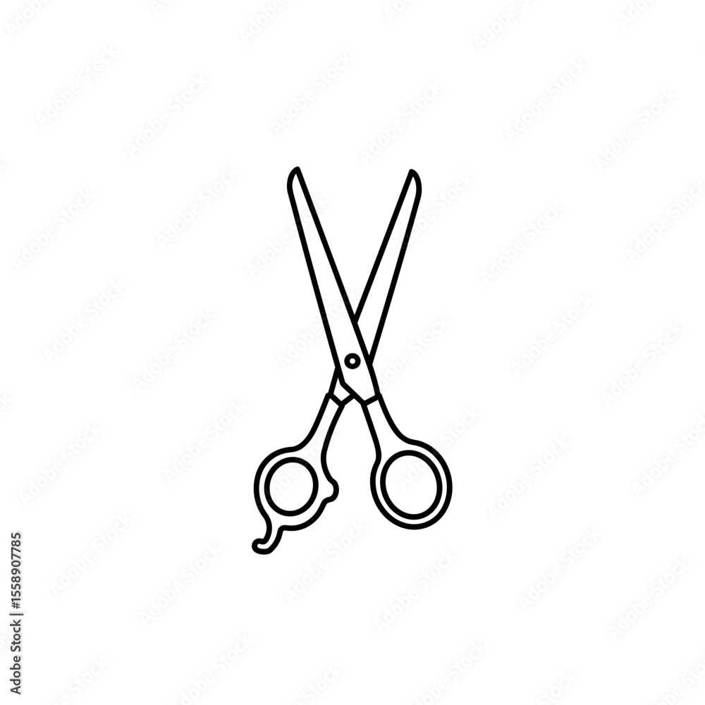 Scissors icon, minimalistic design, black vector illustration for graphic use