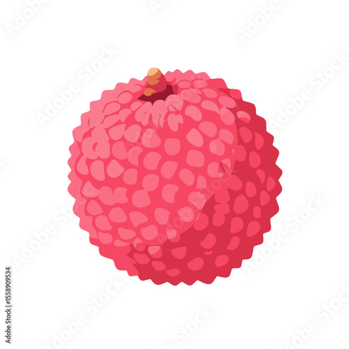 Whole lychee fruit illustration with pink spiky skin