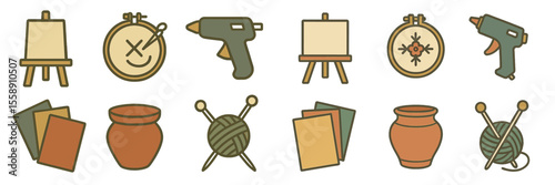 Creative tools for crafting and DIY projects displayed on a white background during a sunny afternoon