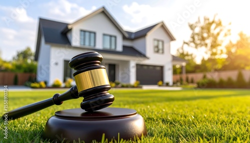 Judge's gavel in front of a house (2)