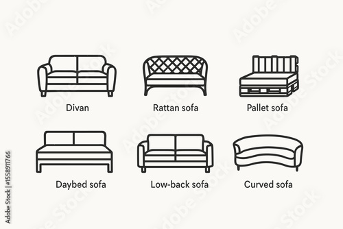 Types of sofas: divan, rattan, pallet, daybed, low-back, curved