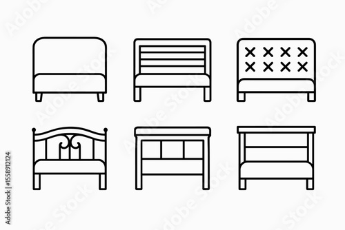 Minimalist headboard icon set: contemporary and classic designs
