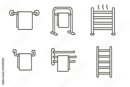 Various towel rack designs on yellow background