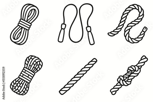 Black and white rope illustrations including knotted and coiled designs