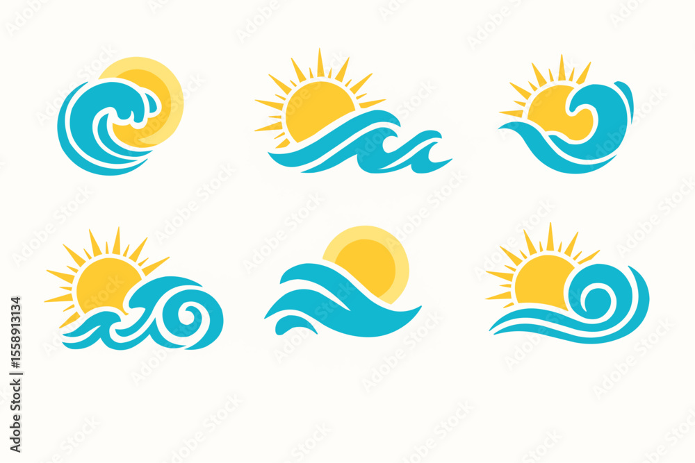 Obraz premium set of sun and water symbols
