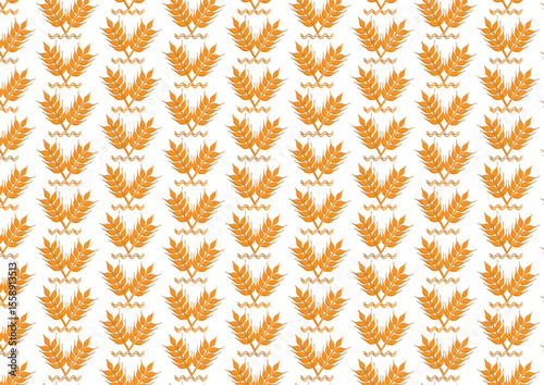 Golden wheat stalks with wavy lines pattern grain orange