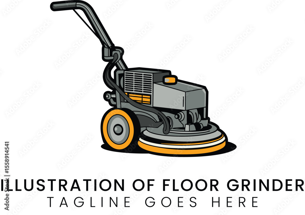 Fototapeta premium Floor Grinder Illustration Powerful Cleaning Equipment Design