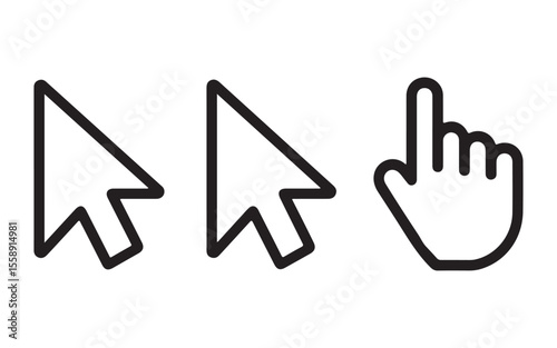 Set of Cursor and Hand Pointer Icons
