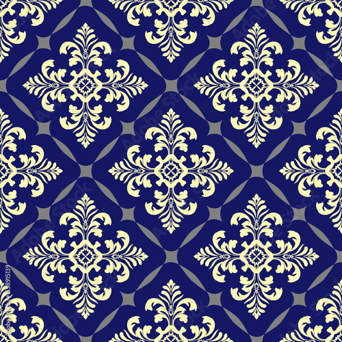 Blue White Geometric Pattern Wallpaper - Moroccan Geometric Tile Design Background - Islamic Geometric Ornamental Print for Luxury Interior Decor