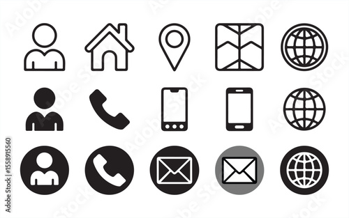 Set of Contact and Location Icons
