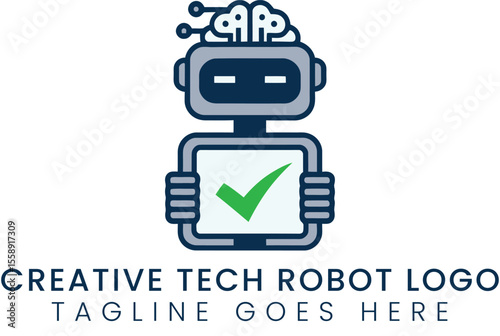 Creative Tech Robot Logo AI Innovation and Success