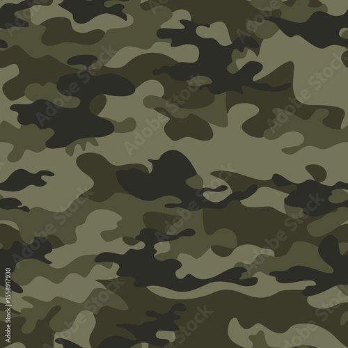 army camouflage background, seamless vector pattern, military khaki texture