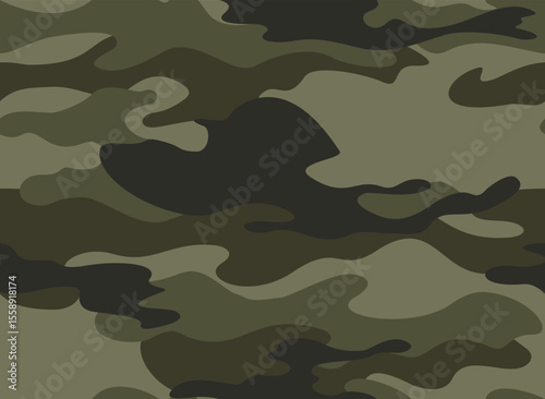 
army camouflage background, seamless vector pattern, forest khaki texture