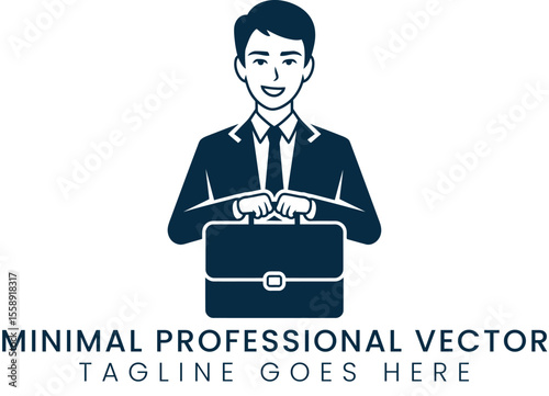 Minimalist Businessman Icon Professional Corporate Suit Briefcase