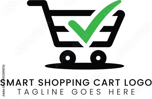 Smart Shopping Cart Logo Ecommerce Icon Online Retail Purchase Confirmation