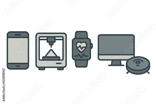 Modern connected devices showcasing technology advancements in daily life during the daytime