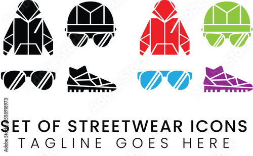 Streetwear Icons Hoodies Sunglasses Sneakers  Design Elements