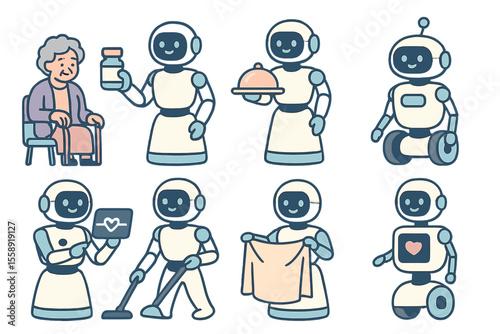 Robots assisting elderly people in daily activities in a caring environment