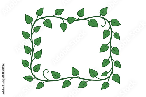 Green vine frame with leaves designed for decorative or artistic purposes