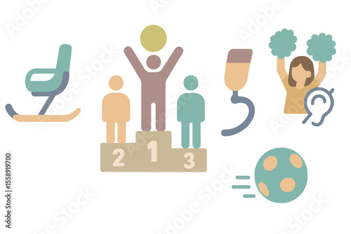 Illustration of various activities celebrating achievements in sports and fitness in a vibrant, playful style