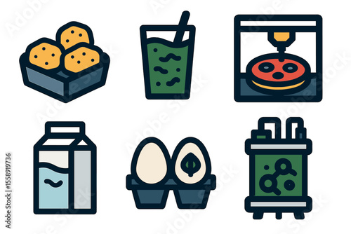 Variety of food items including snacks, drinks, and ingredients showcased in a casual setting for meal preparation