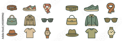 Fashion accessories and clothing items for a stylish wardrobe in autumn season