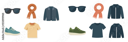 Collection of stylish clothing and accessories displayed in a minimalist layout for fall fashion inspiration