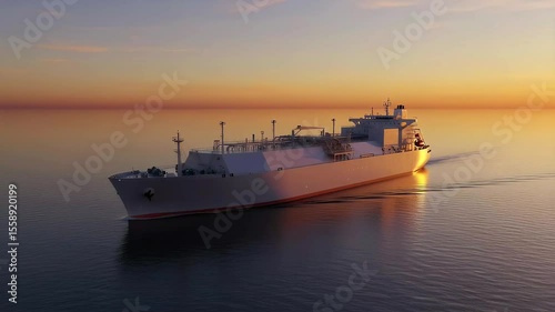 liquefied natural gas ship (LNG) Carrier at Sunset: Maritime Transport and Energy
