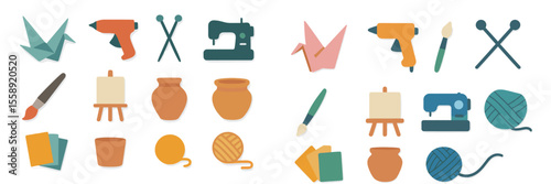 Art supplies and crafting tools arranged creatively for a hands-on project in a bright workspace