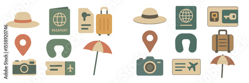Travel essentials for a memorable trip including luggage, passport, and accessories for sunny days