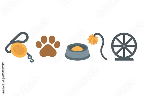 Pet accessories and supplies displayed in a simple and organized arrangement for animal care enthusiasts