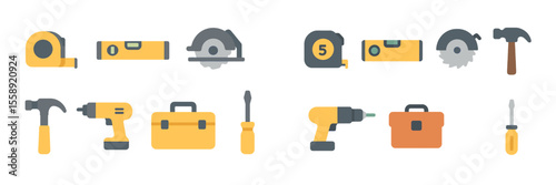 Tools for construction and repair displayed in a neat arrangement with varied functions and designs