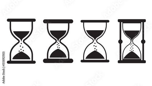 Hourglass icons set showing passage and measuring of time