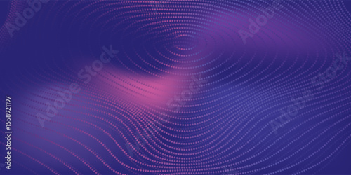 Technology background. Abstract circular wave of particles. Futuristic dotted wave. Visualization of sound waves. Plexus effect. 3d Futuristic vector illustration.