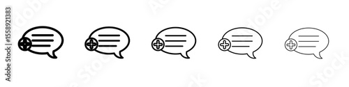 add chat icon vector thin outline style sign