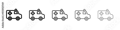 ambulance icon vector thin outline style sign