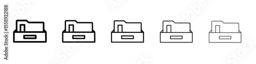 archive folder icon vector thin outline style sign