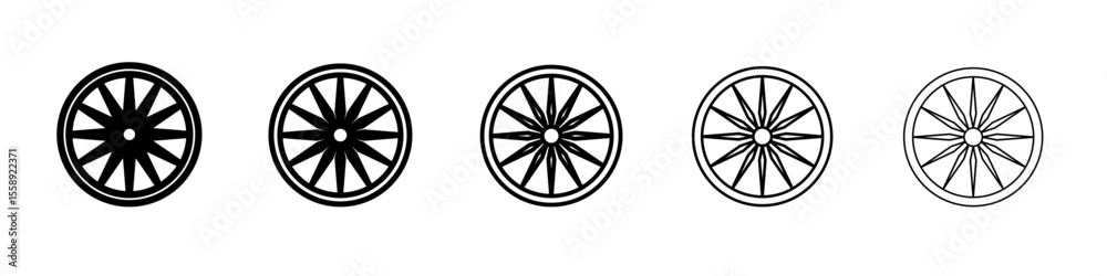 Fototapeta premium ashoka wheel icon vector thin outline style sign