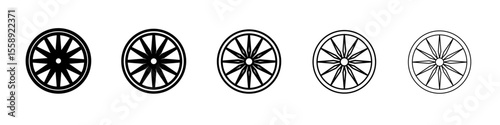 ashoka wheel icon vector thin outline style sign