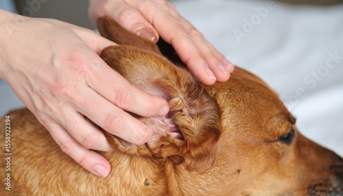 Dog Ear Examination By Hands
