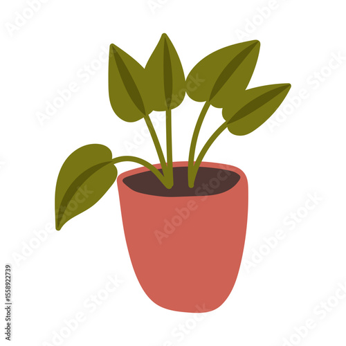 Plant in pot vector illustration. Flat indoor decorative plants in pots for home or office indoor decoration, green garden flower icon collection isolated on white