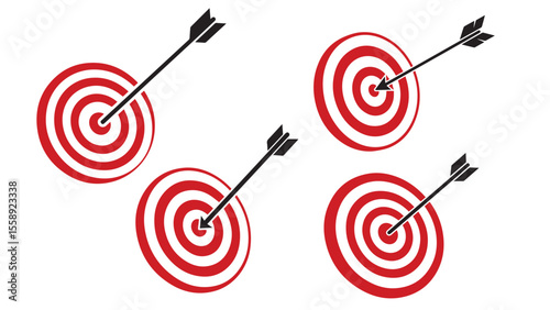 Arrow hitting target center symbolizing business goals and success