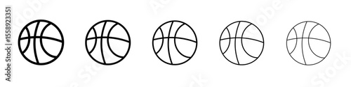 basketball icon vector thin outline style sign