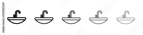Bathroom sink icon vector thin outline style sign